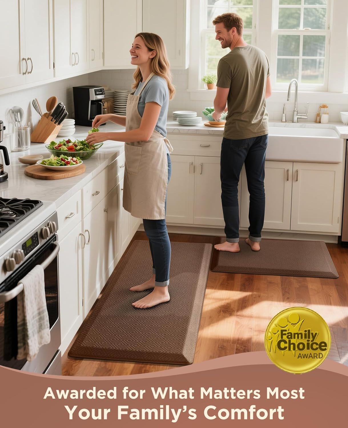 Ophanie Kitchen mats for Floor, 3/4 inch Thick, Kitchen Rugs, 20x39 Anti Fatigue Standing Cushioned Mat, Waterproof,Comfort Ergonomic mat for Office, Home, Sink, Brown Non-Slip Bottom - Image 7