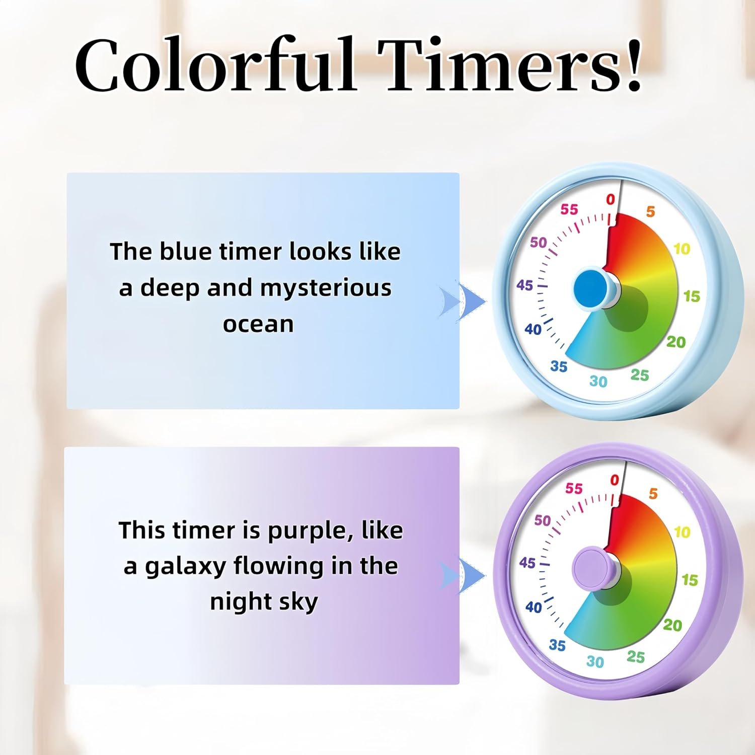 Visual Timer for Kids Adults,60 Minutes Countdown Timer for Classroom, Office, Study, ADHD Tools for Kids Productivity Timer (Blue) - Image 3