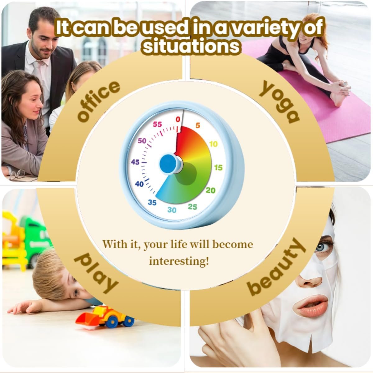 Visual Timer for Kids Adults,60 Minutes Countdown Timer for Classroom, Office, Study, ADHD Tools for Kids Productivity Timer (Blue) - Image 4