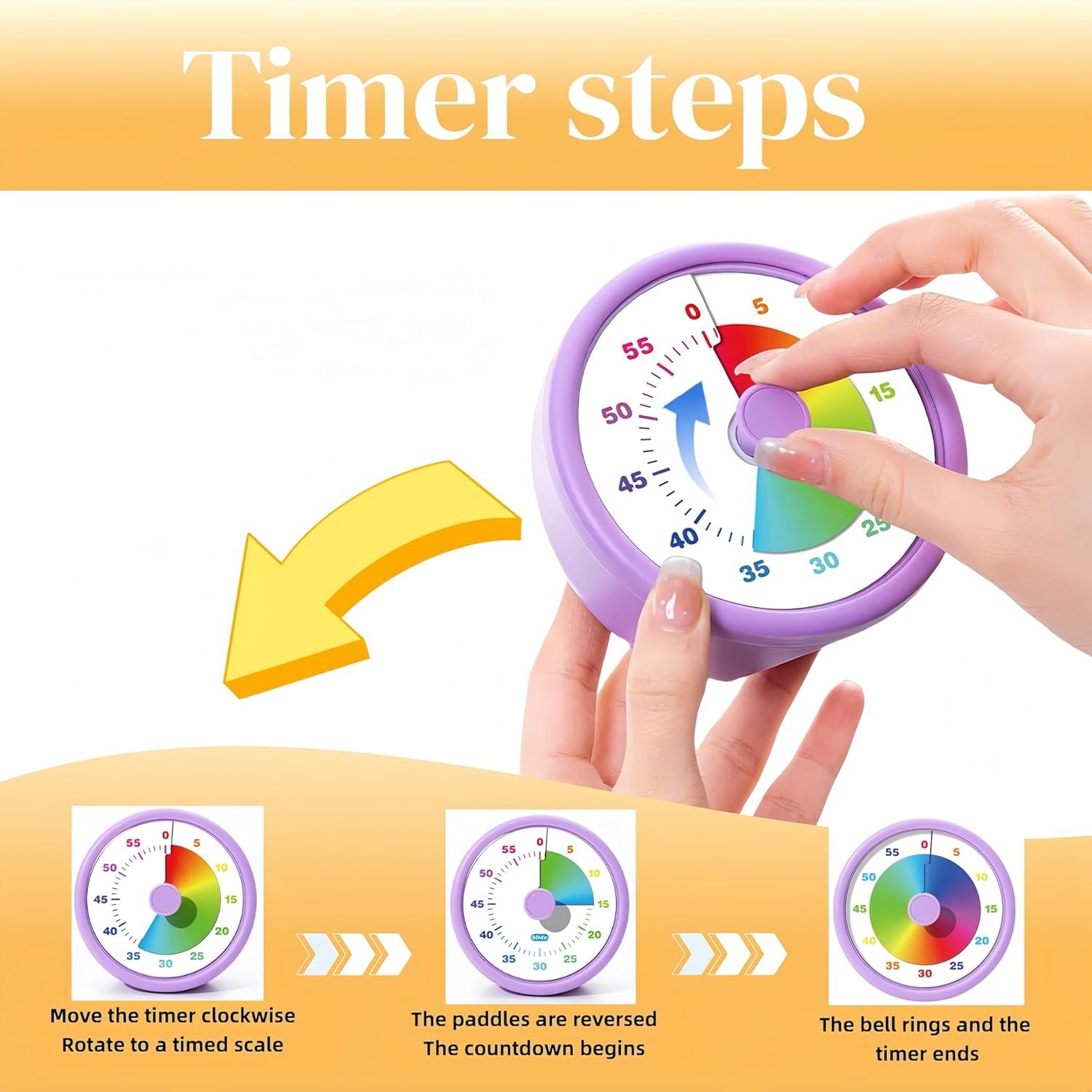 Visual Timer for Kids Adults,60 Minutes Countdown Timer for Classroom, Office, Study, ADHD Tools for Kids Productivity Timer (Blue) - Image 5