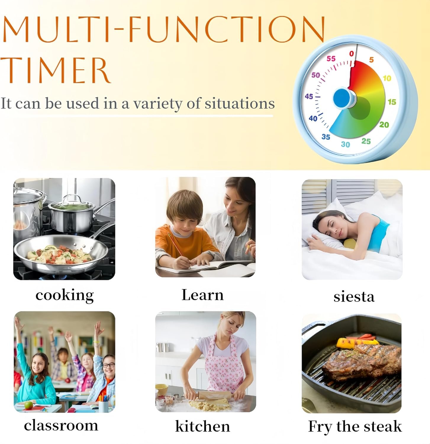 Visual Timer for Kids Adults,60 Minutes Countdown Timer for Classroom, Office, Study, ADHD Tools for Kids Productivity Timer (Blue) - Image 6