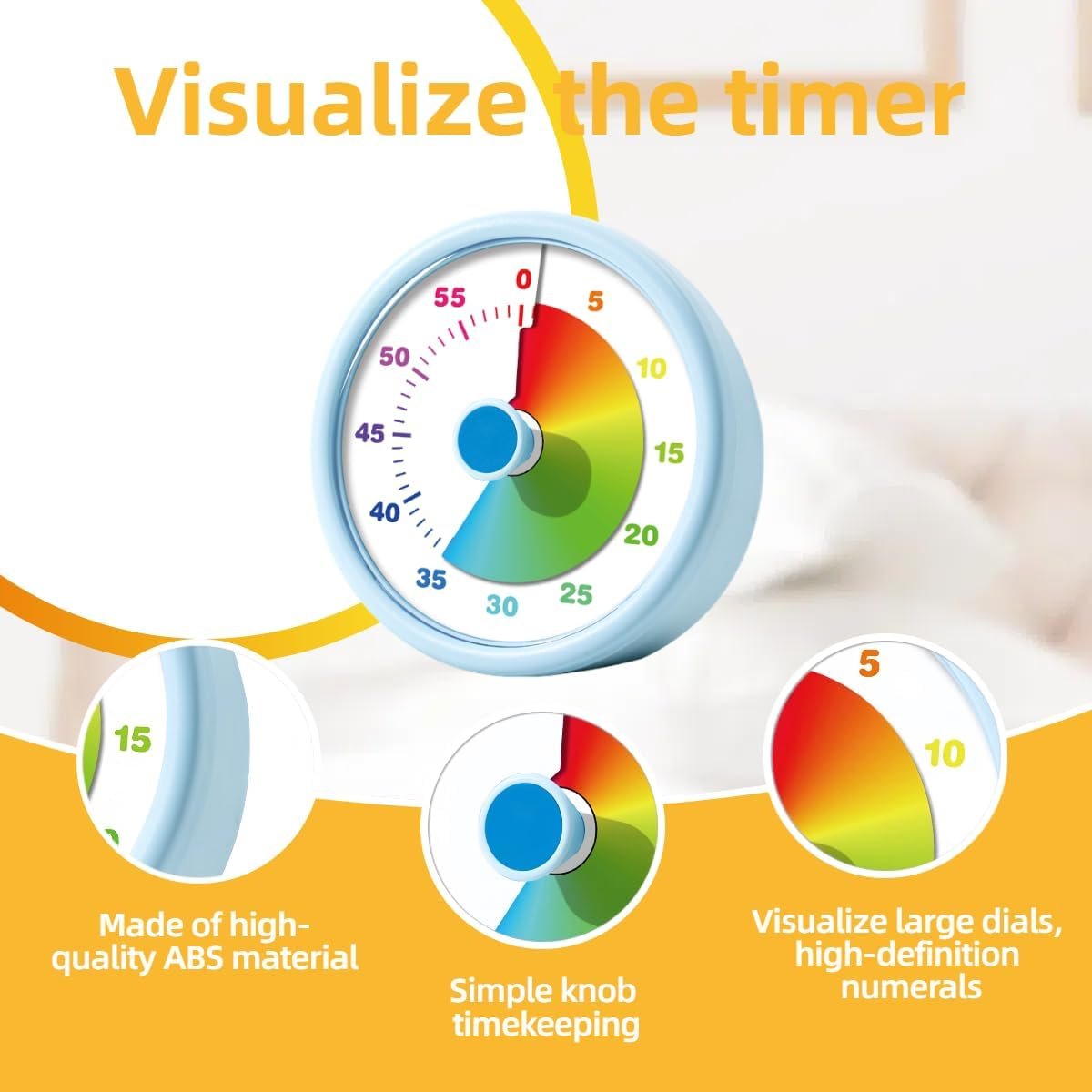 Visual Timer for Kids Adults,60 Minutes Countdown Timer for Classroom, Office, Study, ADHD Tools for Kids Productivity Timer (Blue) - Image 7