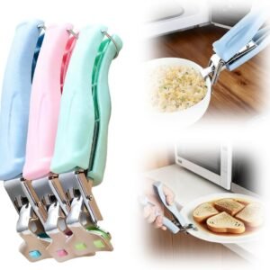3 Pcs Hot Plate Grippers, 2026 Upgraded Multi Purpose Hot Plate Gripper, Anti-Scald Bowl Dish Holder Tong Clip for Kitchen Cooking (3 Colors-A)