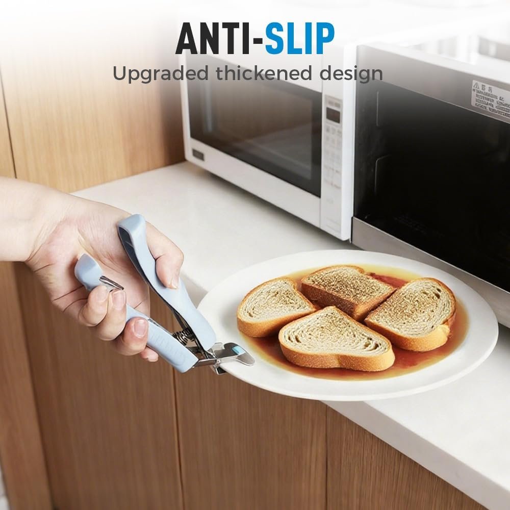 3 Pcs Hot Plate Grippers, 2026 Upgraded Multi Purpose Hot Plate Gripper, Anti-Scald Bowl Dish Holder Tong Clip for Kitchen Cooking (3 Colors-A) - Image 6