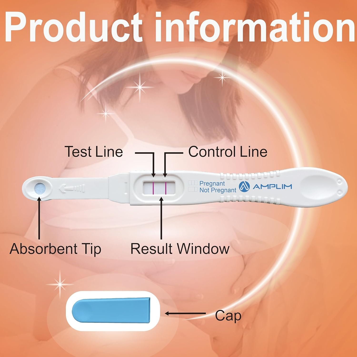 Amplim Pregnancy Test Sticks, HCG Early Detection 6 Days Sooner, Extra Sensitive 10mIU/mL Over 99.99% Accurate, Fast Clear Results in Minutes, Easy Midstream Home Use, 10 Count - Image 5