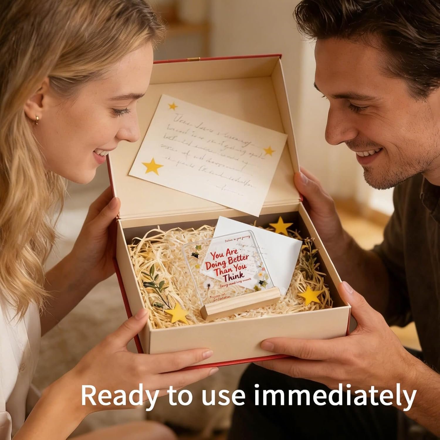 Inspirational Acrylic Desk Plaque with Wooden Base – “You Are Doing Better Than You Think” – Motivational Gift for Women, Men, Coworkers, Office, Home Desk Decor, Encouragement Sign - Image 6