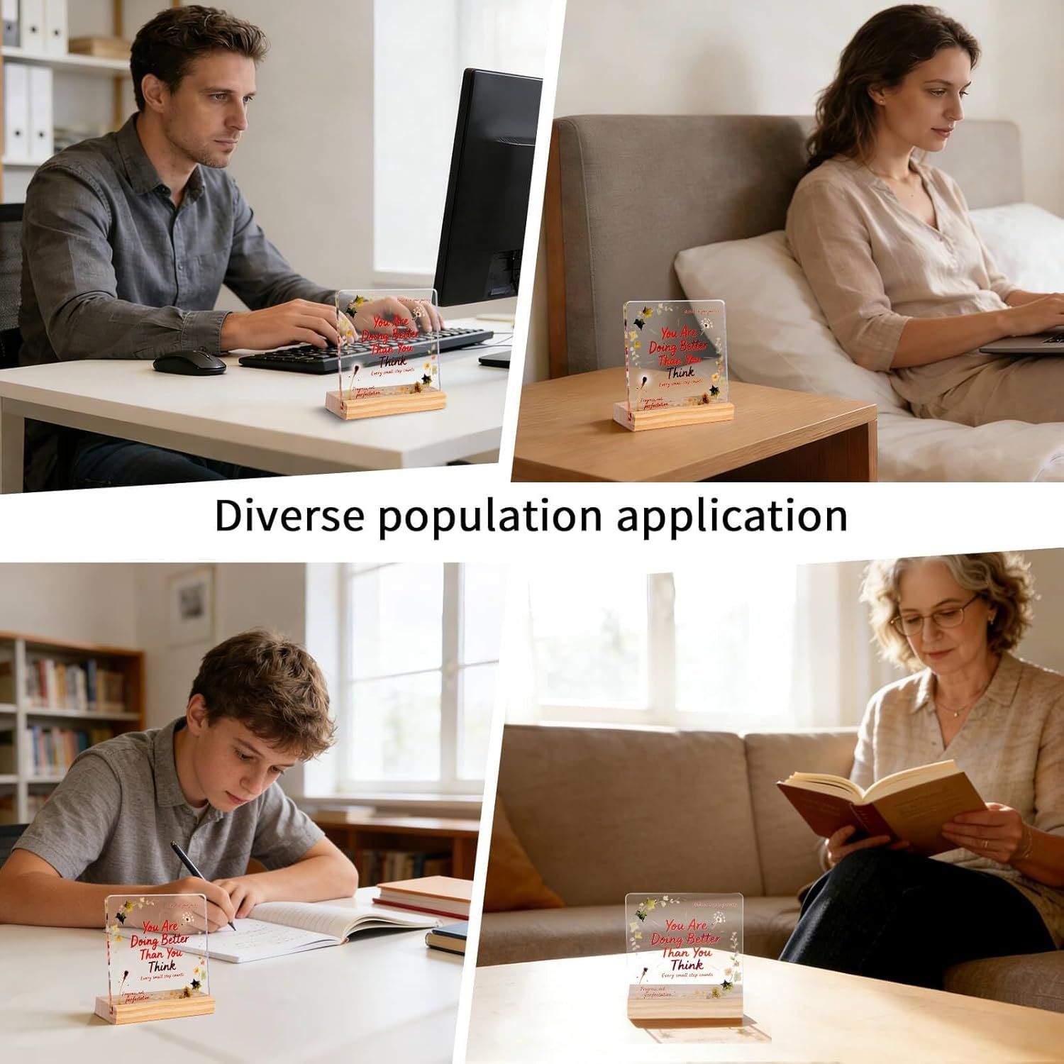 Inspirational Acrylic Desk Plaque with Wooden Base – “You Are Doing Better Than You Think” – Motivational Gift for Women, Men, Coworkers, Office, Home Desk Decor, Encouragement Sign - Image 7