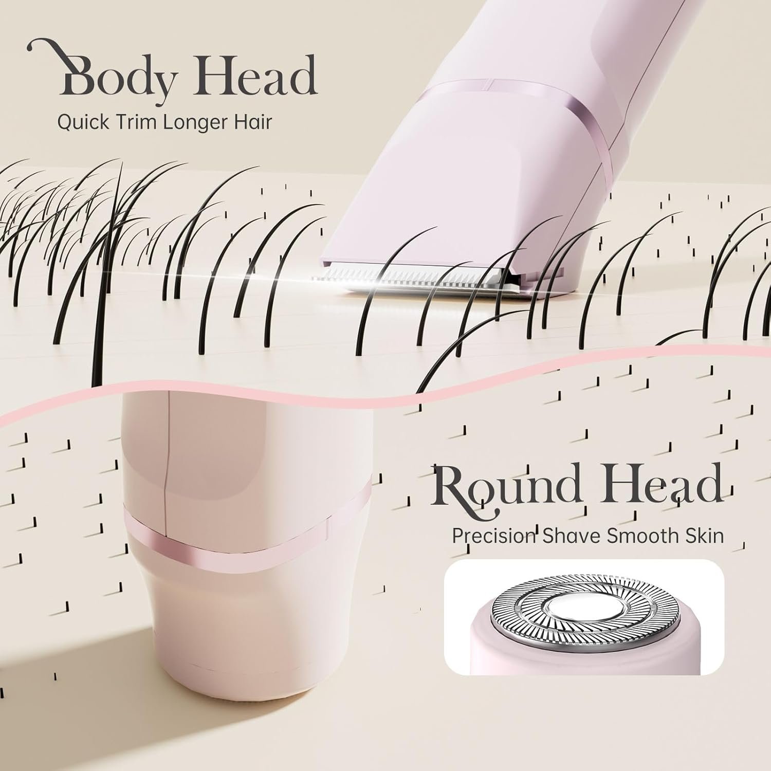 Bikini Trimmer for Women - Painless Electric Razors for Silk Skin,Cordless Body Shaver for Trip,Replaceable Lady Facial Razor, IPX7 Waterproof&Easy Cleaning, Ceramic Blade, Gifts for Her - Image 3