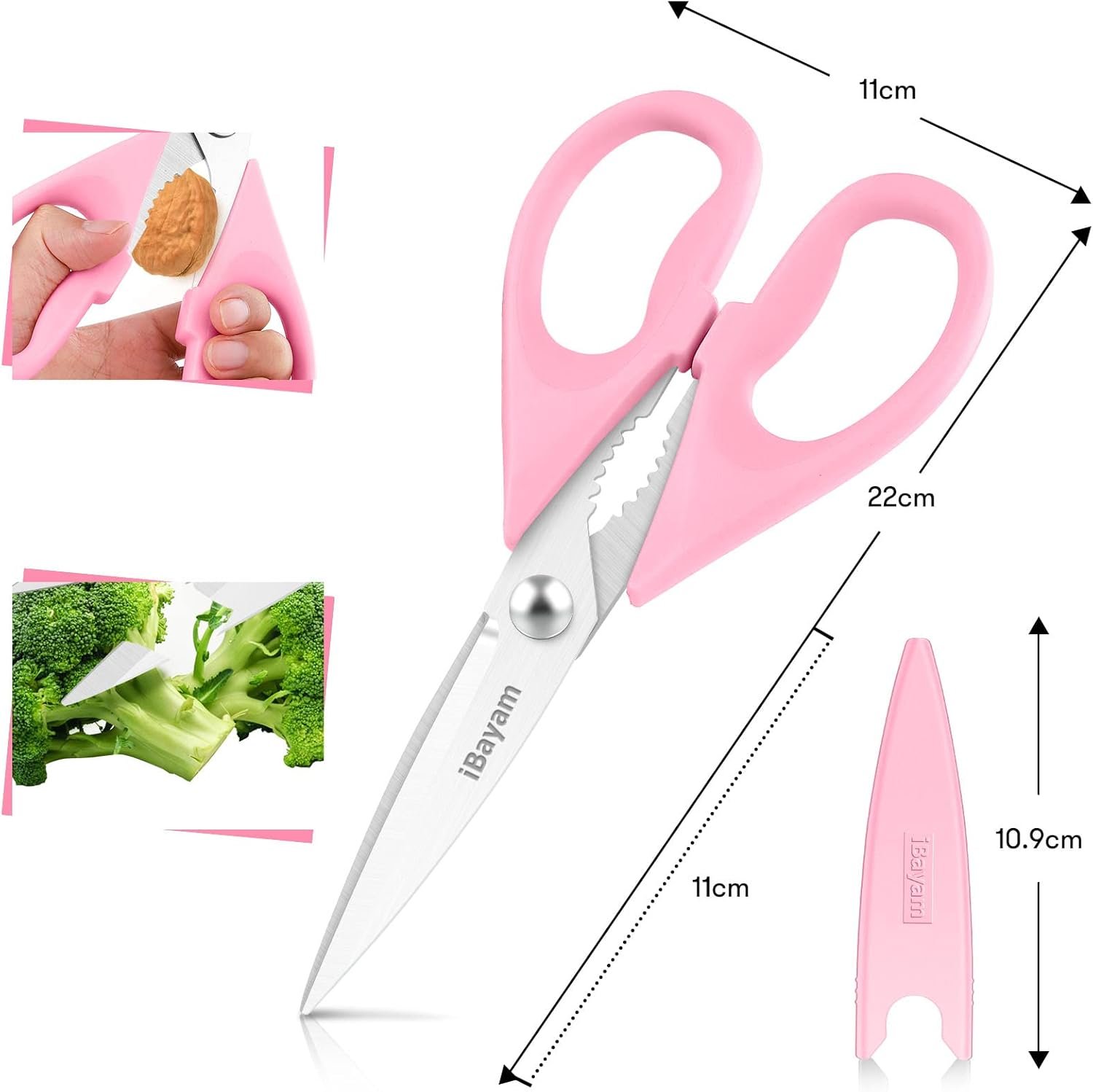 Gifts for Women, Mom, Wife, Her - Couple, Happy Birthday, Wedding Gifts, Christmas Day, Housewarming Gifts, iBayam Kitchen Scissors Heavy Duty Meat Poultry Shears Dishwasher Safe, Pink Stuff - Image 3