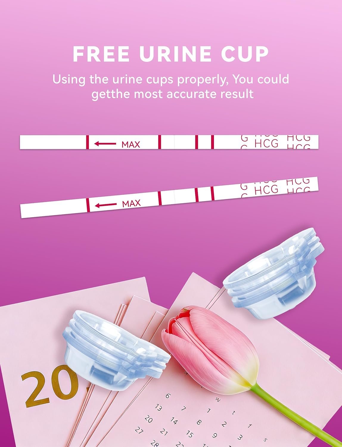 25 Count Pregnancy Tests with Cups, Bulk Pregnancy Test Strips for Detection at Home, Individually Wrapped Fertility Tests, Over 99% Accuracy Pruebas de Embarazo - Image 3