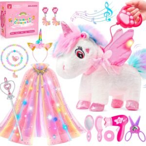 Unicorn Toys for Girls Age 4-6 Unicorns Gifts, Walking Talking Singing Interactive Unicorn with Light up Princess Cape, Remote Control Plush Unicorn Pet Care Toy for Toddler Girl Age 3 4 5 6