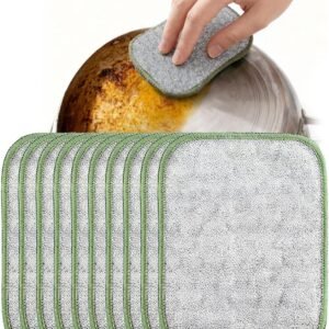 2026 New Multipurpose Wire Dishwashing Rags, Double Layer Metal Scrubbing Pads, Non-Scratch Reusable Cleaning Cloths for Kitchen, Pots, Pans, Sinks, Wet and Dry Use (10Pcs)