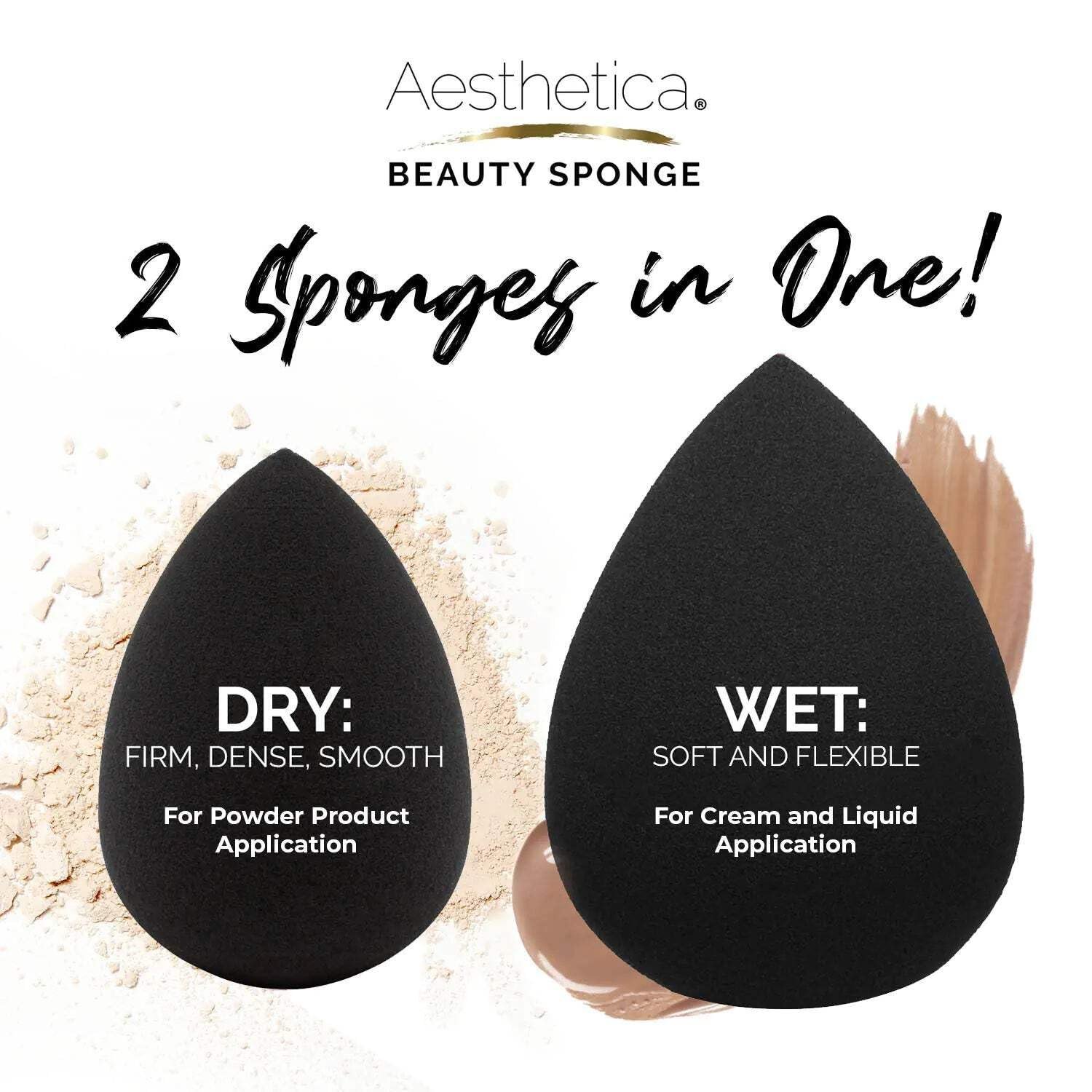 Aesthetica Cosmetics Beauty Sponge Blender - Latex Free and Vegan Makeup Sponge Blender - For Powder, Cream or Liquid Application - One Piece Make Up Sponge - Image 3