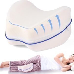 Knee and Leg Memory Foam Pillow for Side Sleepers, Ergonomic Support for Back, Hips, Knees, Joints, Nerves and Muscle Discomfort Relief (White)