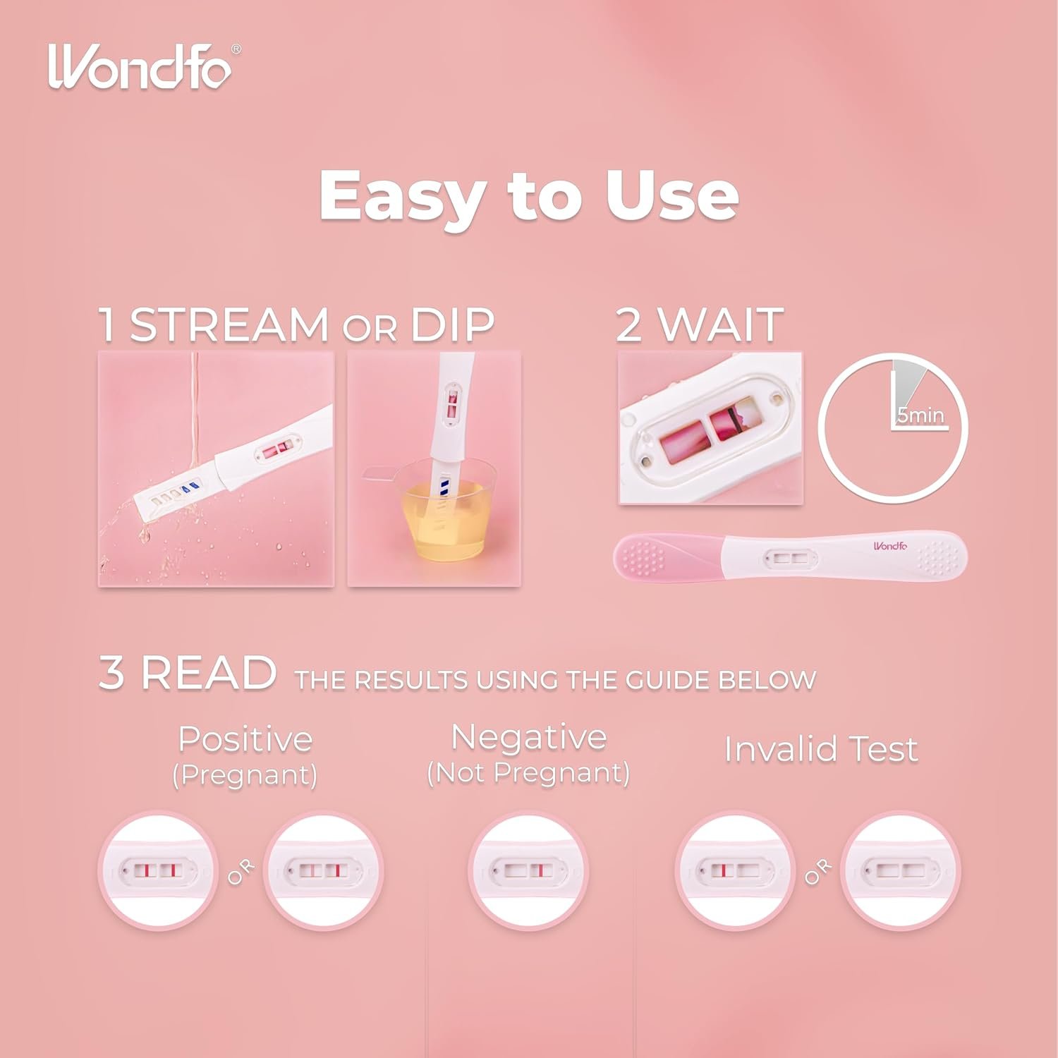 Wondfo Pregnancy Test Early Result 5 Pack - Extra Sensitive and Very Early HCG Urine Midstream Test 10 MIU - Detect 6 Days Sooner Than Your Missed Period - Image 4