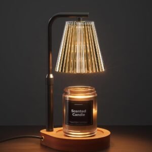 Candle Warmer Lamp with Timer & Dimmer for Yankee Candles, Adjustable Height Candle Warmer for Jar Candles, Wax Melt Lamp for Cozy Home Decor & Gifts,Glass, 2 Bulbs