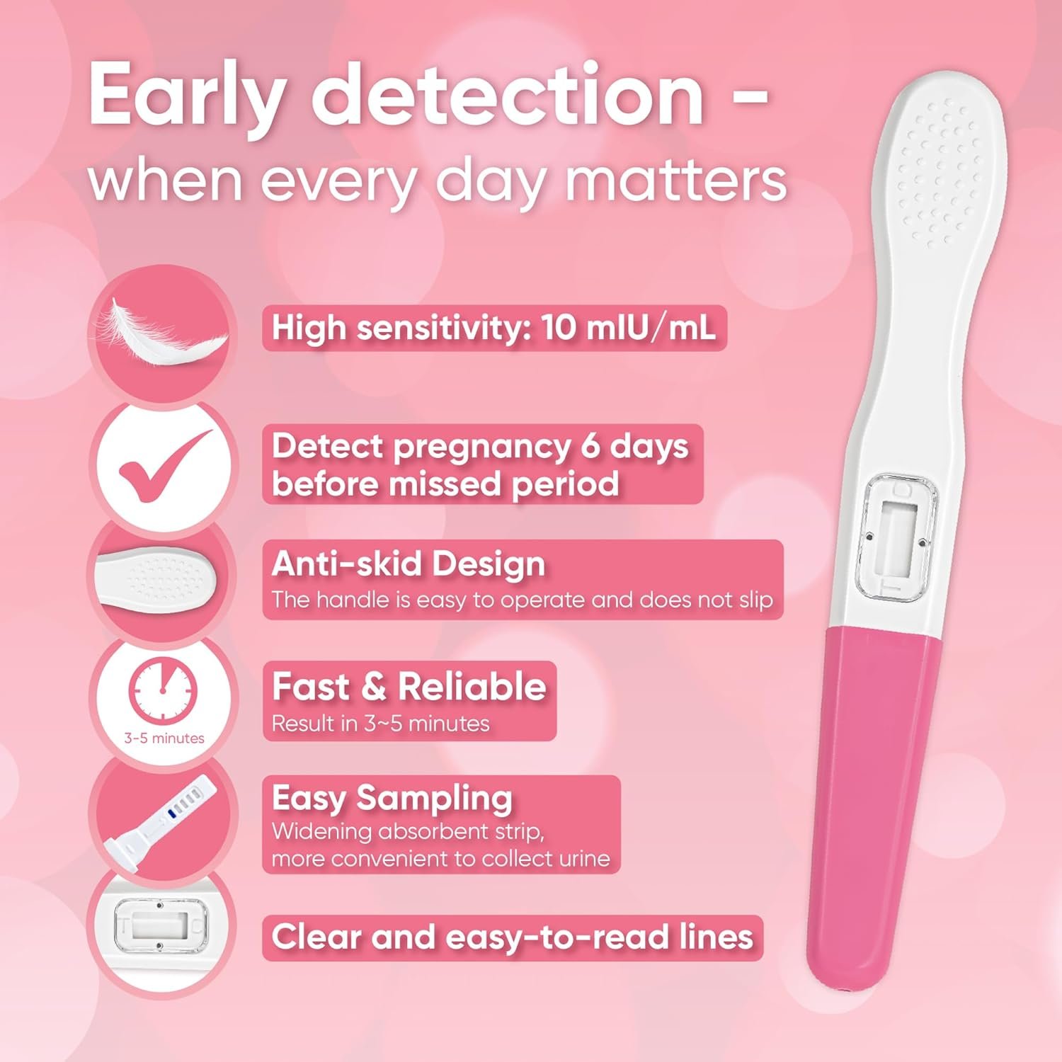 Wondfo Early Result Pregnancy Test Sticks-6 Days Before Missed Period-Rapid Detection at Home Pregnancy Test (2 Pack) - Image 4