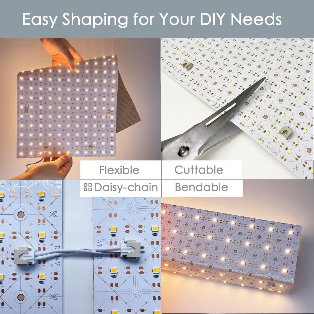 4-Pack LED Backlight Sheet 24V 36W 3000K Warm White, 19.3X9.6 inches Each Unit, Dimmable Flexible LED Panel Sheet for Backlit Translucent Stone/Marble/Onyx/Quartz Countertops Walls - Image 3