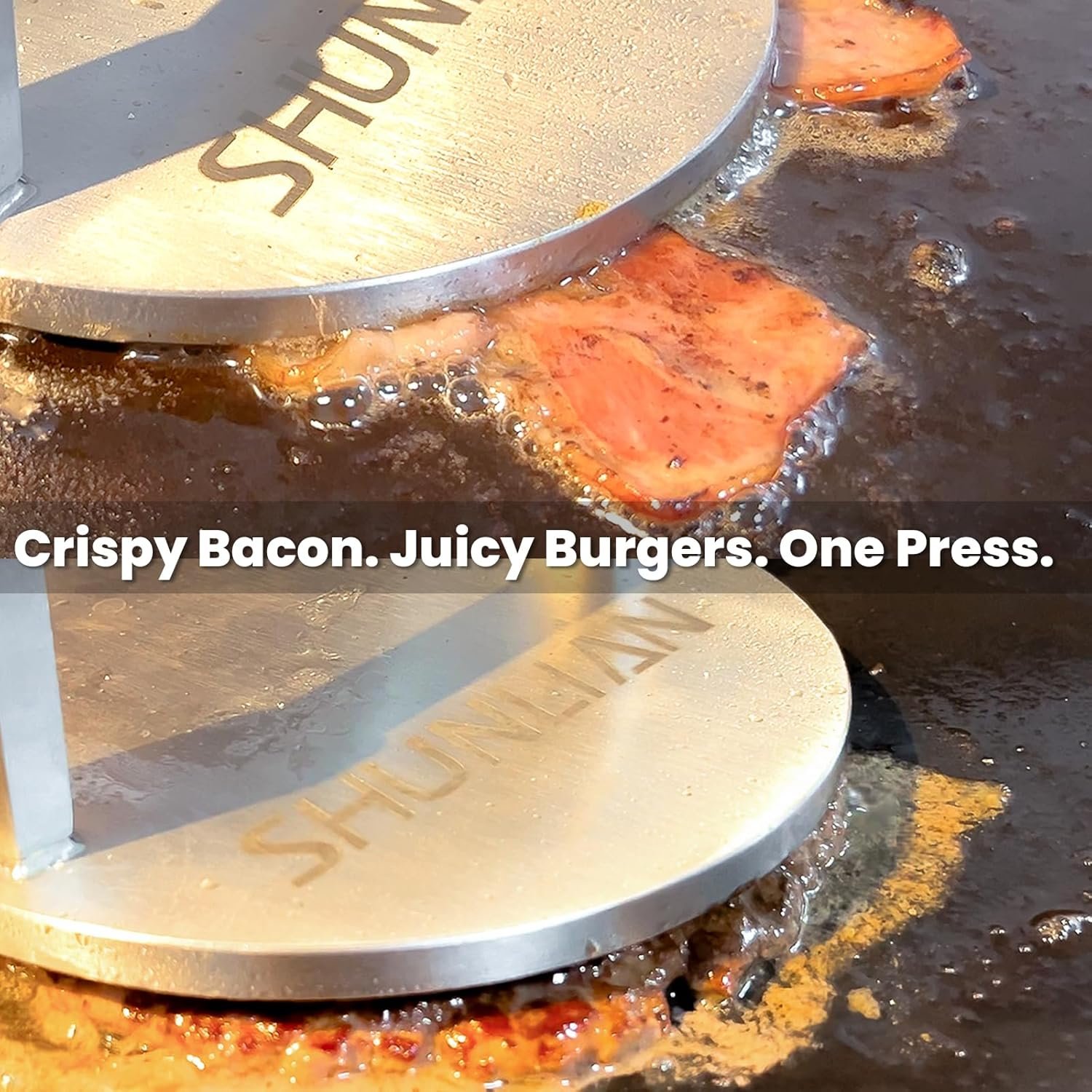 Smash Burger Press, 6 Inch Heavy Duty Burger Smasher Tool, 3.1lb Non-Stick Smooth Stainless Steel Grill Press for Flat Top Griddle, BBQ & Kitchen Use, Ground Beef, Meats, Bacon, Steak - Image 3