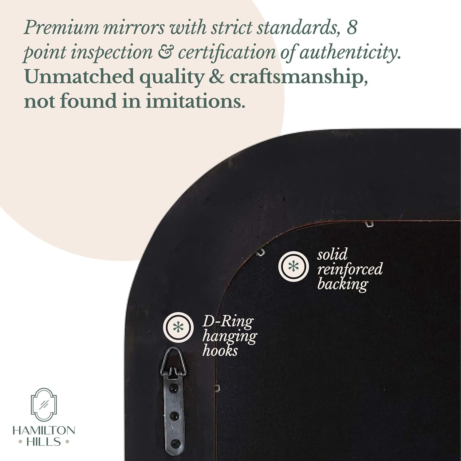 Hamilton Hills 40" x 30" Classic Gold Mirror - Rich Framed Top Round Corner- Thick Arched Top Rich Wall Mirror - Vanity for Bathroom Decor, Bedroom, Living Room - Hangs Horizontal or Vertical - Image 3