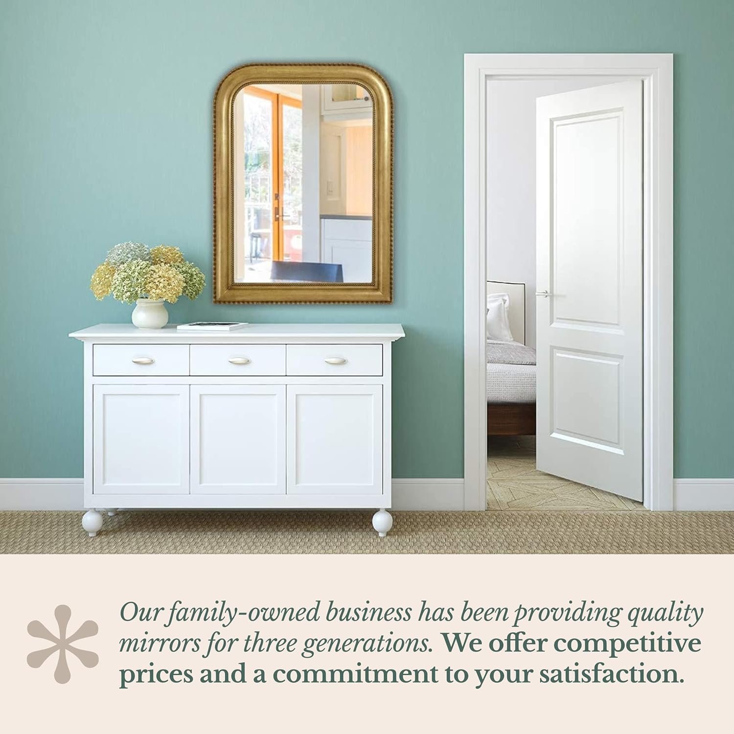 Hamilton Hills 40" x 30" Classic Gold Mirror - Rich Framed Top Round Corner- Thick Arched Top Rich Wall Mirror - Vanity for Bathroom Decor, Bedroom, Living Room - Hangs Horizontal or Vertical - Image 5