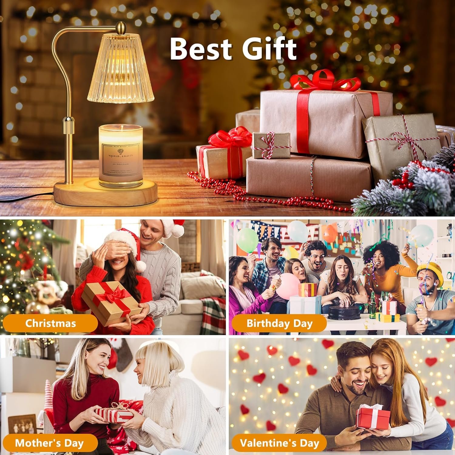 Candle Warmer Lamp with 7 LED Colors Changing,Candle Warmer with Timer Dimmer, Electric Candle Lamp with Adjustable Height Home Decor for Secented Jar Candles Christmas Gift for Mom Women - Image 3