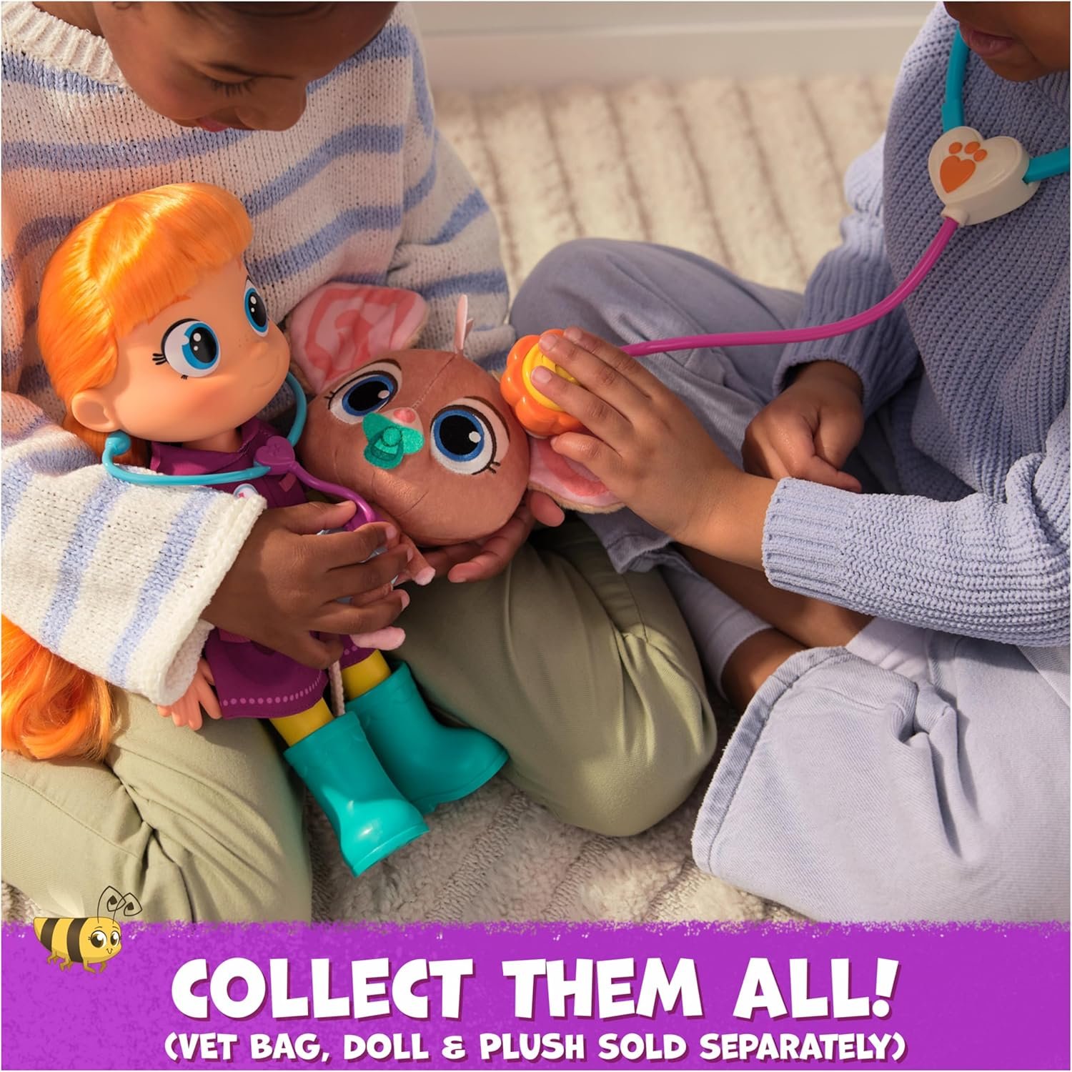 Vida The Vet, Vet’s Bag with 5 Veterinary Doctor Kit Accessories, 1 Popcorn Plush Toy & Stickers, for Costume Play, Kids Toys for Girls & Boys Ages 3+ - Image 3