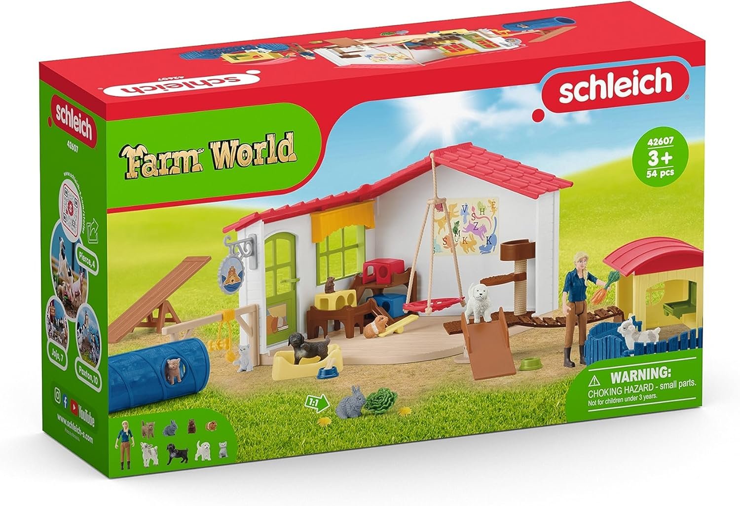 Schleich Farm World - 54PC Baby Animal Hotel Playset with Cute Pets, Caretaker and Movable Accessories - Realistic Animal Figurine Play Set - Fun Educational Toys for Kids and Toddlers Ages 3+ | 42607 - Image 9