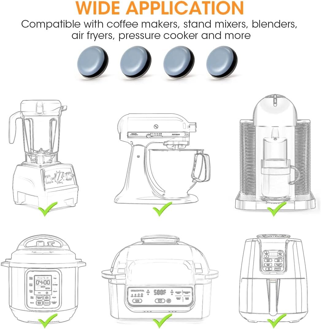 Aieve Appliance Sliders, 8 Pcs Small Appliance Slider for Countertop, Self Adhesive Home Finds Caster Wheels Rollers, Kitchen Must Have Gadgets for Stand Mixers, Coffee Makers, Air Fryers - Image 5