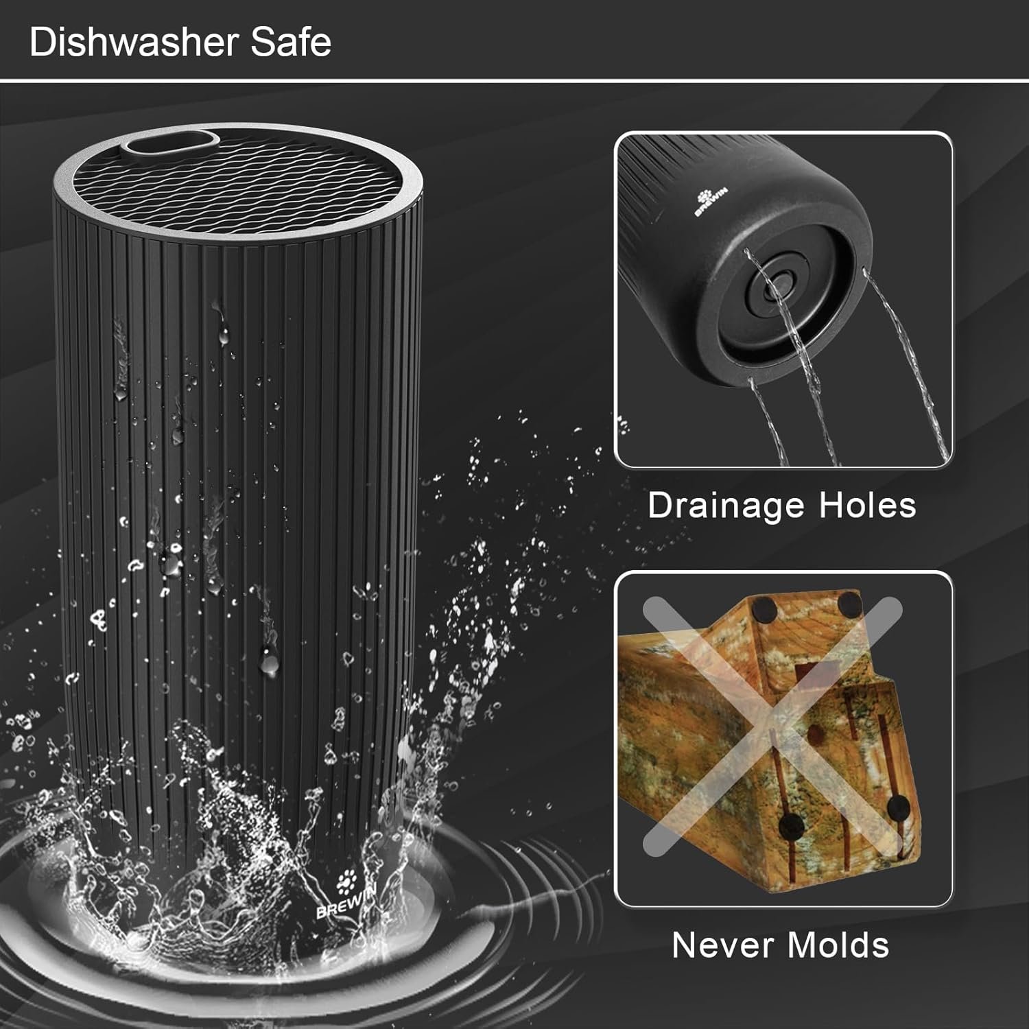 Knife Set, Brewin Kitchen Knife Set, Knives Set for Kitchen, Universal Knife Block, Utility Knife Block Set, New Home Essentials, Apartment Essentials, Dishwasher Safe - Image 3