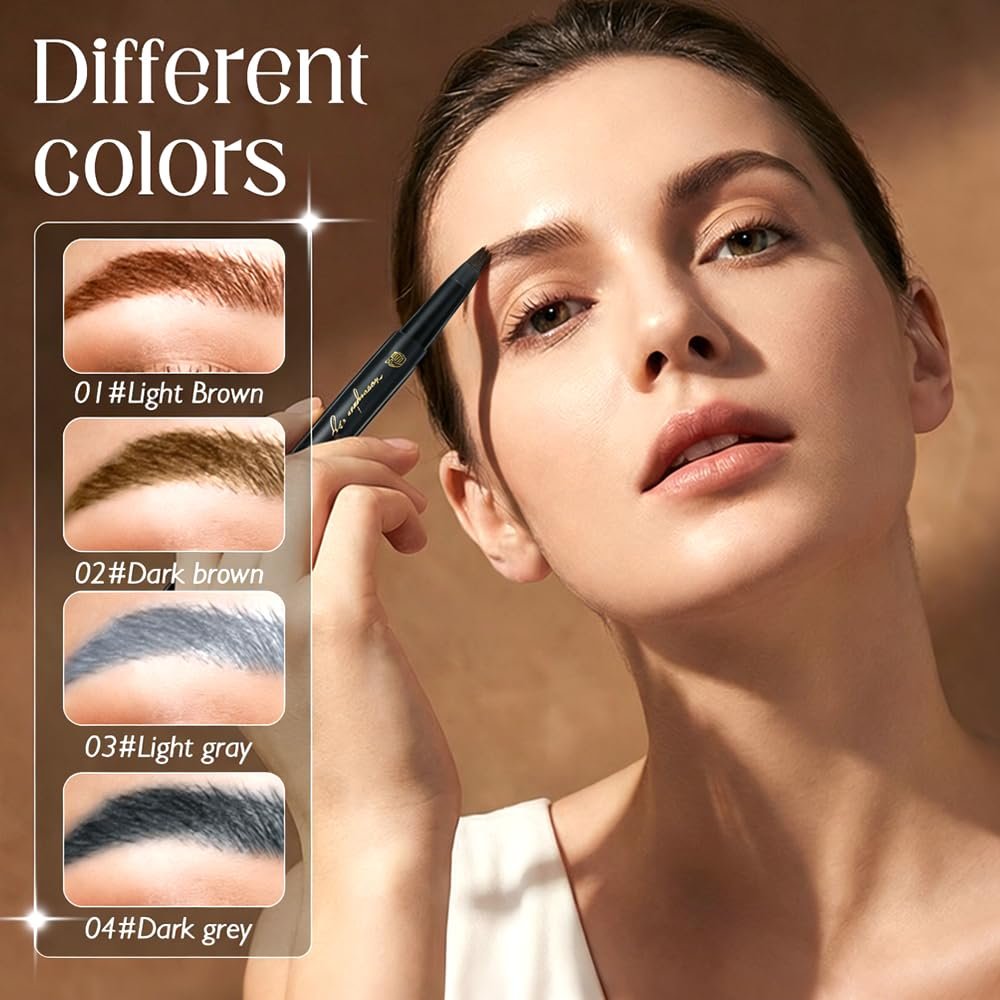 Microblading Eyebrow Pencil, 2026 Upgrade Magic Liquid Eyebrow Pen, Waterproof Eyebrow Pencil with Micro-Fork Tip, 3D Microblading Eye Brow Pen with 4 Tip for Women Natural Makeup (4 Colors) - Image 4