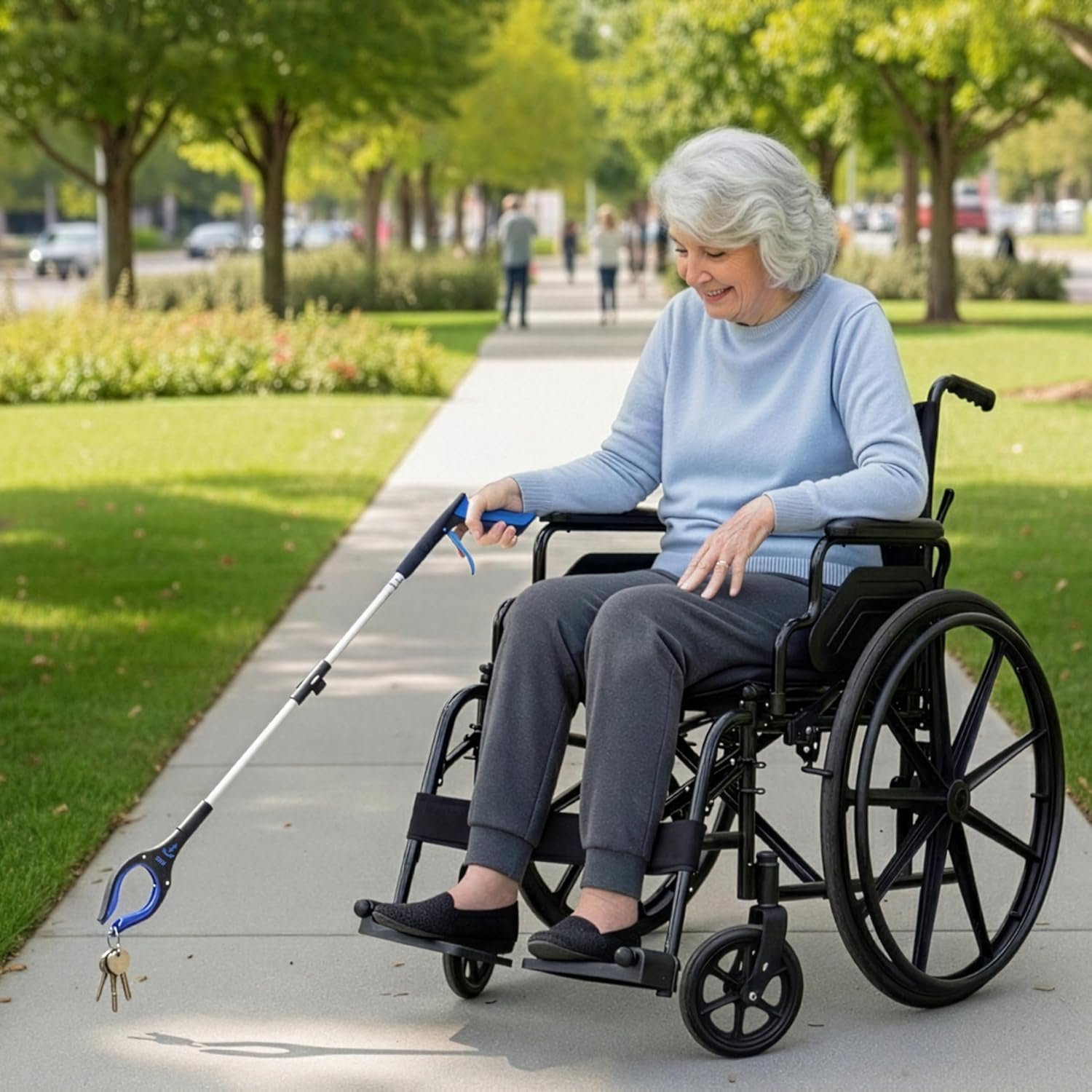 RMS 34 Inch Extra Long Reacher Grabber - Foldable Gripper and Reaching Tool with Rotating Jaw - Image 3