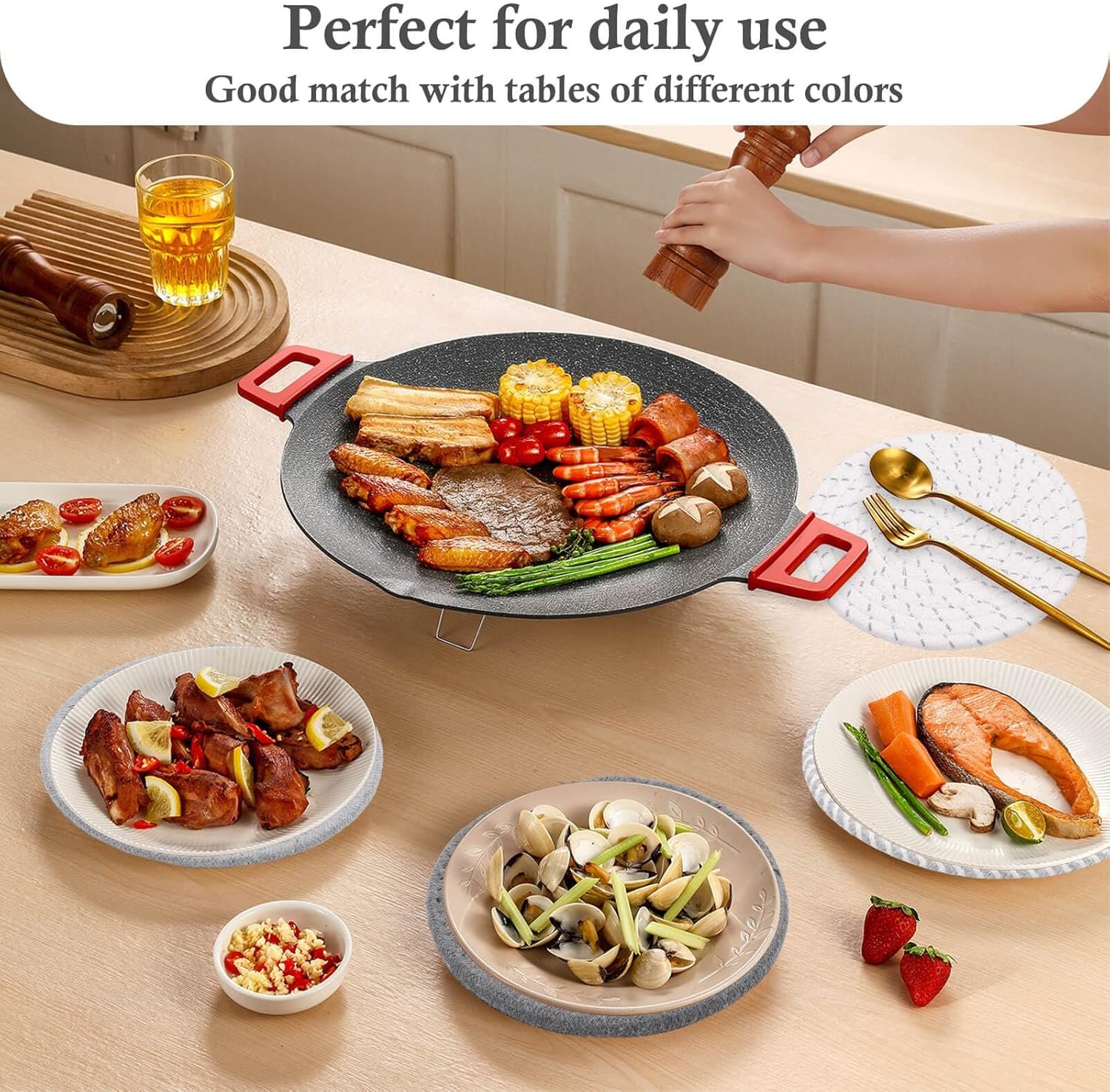 Billbotk 7" Trivets for Dishes, Pots and Pans, 4 Heat Resistant Hot Pads, Pot Holders for Kitchen, Plate Mats for Countertops, Table, Home Essentials, Farmhouse Decor - Image 4