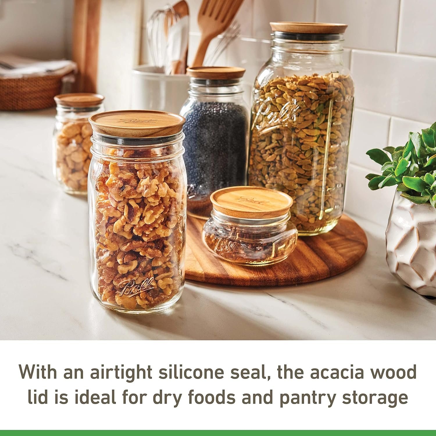 Ball® Jar Lids, 5 Pack Ball Jar Wooden Storage Lids - Image 2