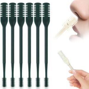 2025 Upgraded 2 in 1 Nasal Hair Cutter, Nostril Hair Remover Tool Double Sided Nose Hair Knife, Manual 360° Rotating Nose Hair Trimmer with Ear Digger for Men and Women (Black, 6)