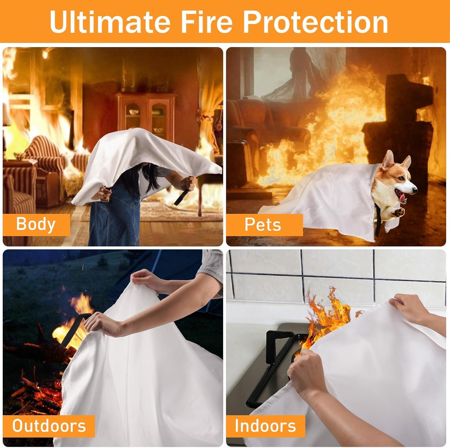 Mondoshop Fire Blankets Emergency for Kitchen Home - Emergency Fire Retardant Blanket for Home Fireproof Blanket for Camping, Grill, Car, Office, Warehouse, School, Picnic, Fireplace - Image 3