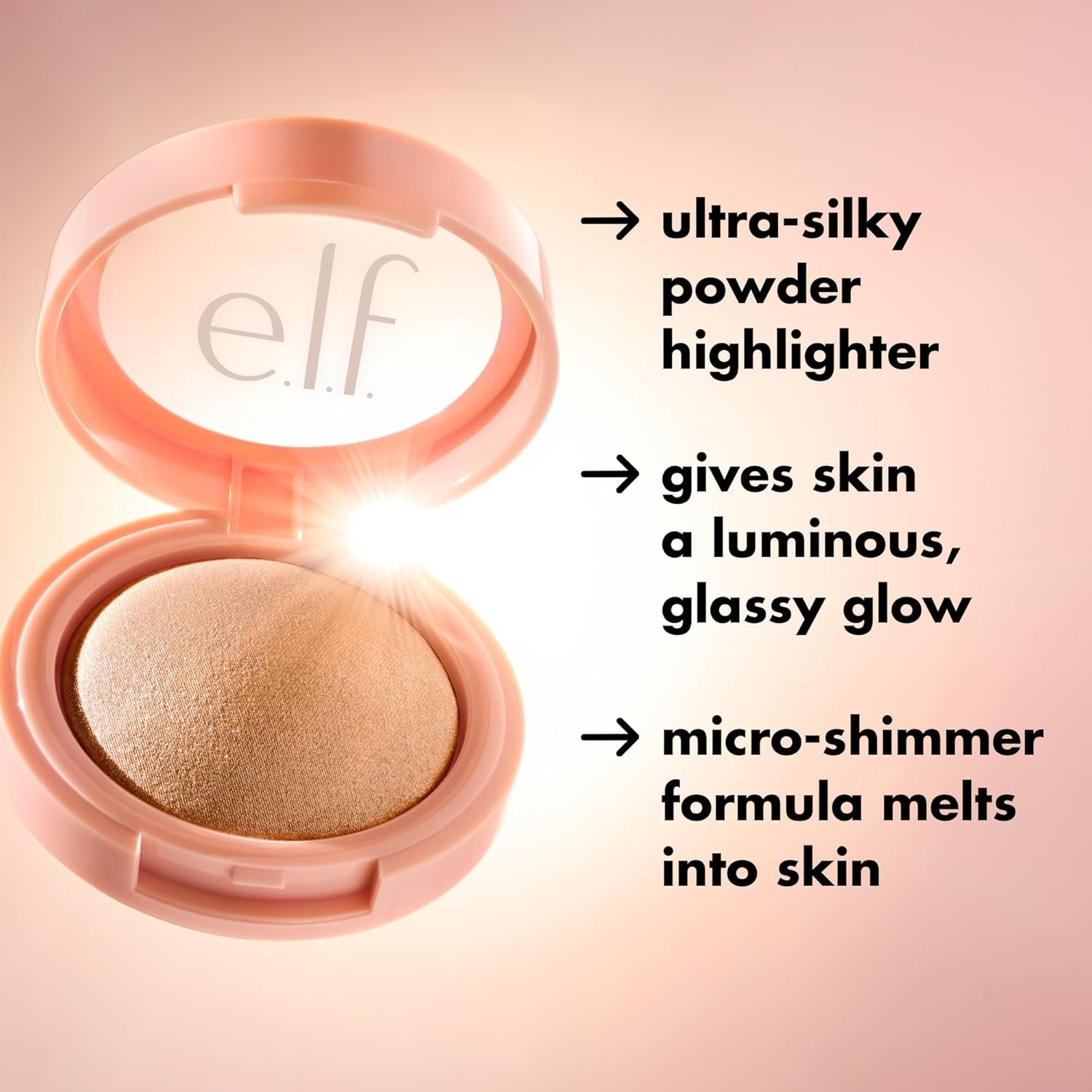 e.l.f. Halo Glow Silky Powder Highlighter, Long-Lasting Luminous Finish, Cake-Resistant With Micro-Shimmer, Vegan & Cruelty-Free, Prosecco Poppin' - Image 3