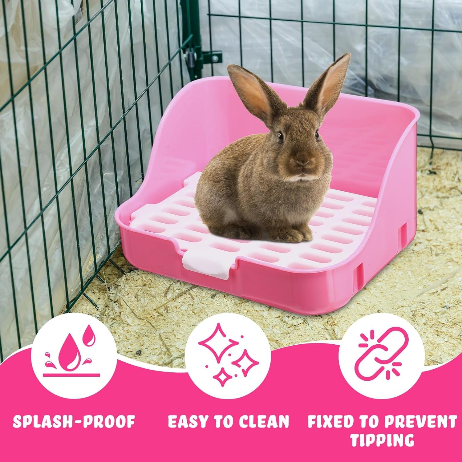 15 Pcs Rabbit Starter Kit Small Rabbit Litter Box Christmas Girls Gift Animal Grooming Kit Bunny Toys Bowl Blankets with Cleaning Set for Guinea Pig Accessories(Pink) - Image 3