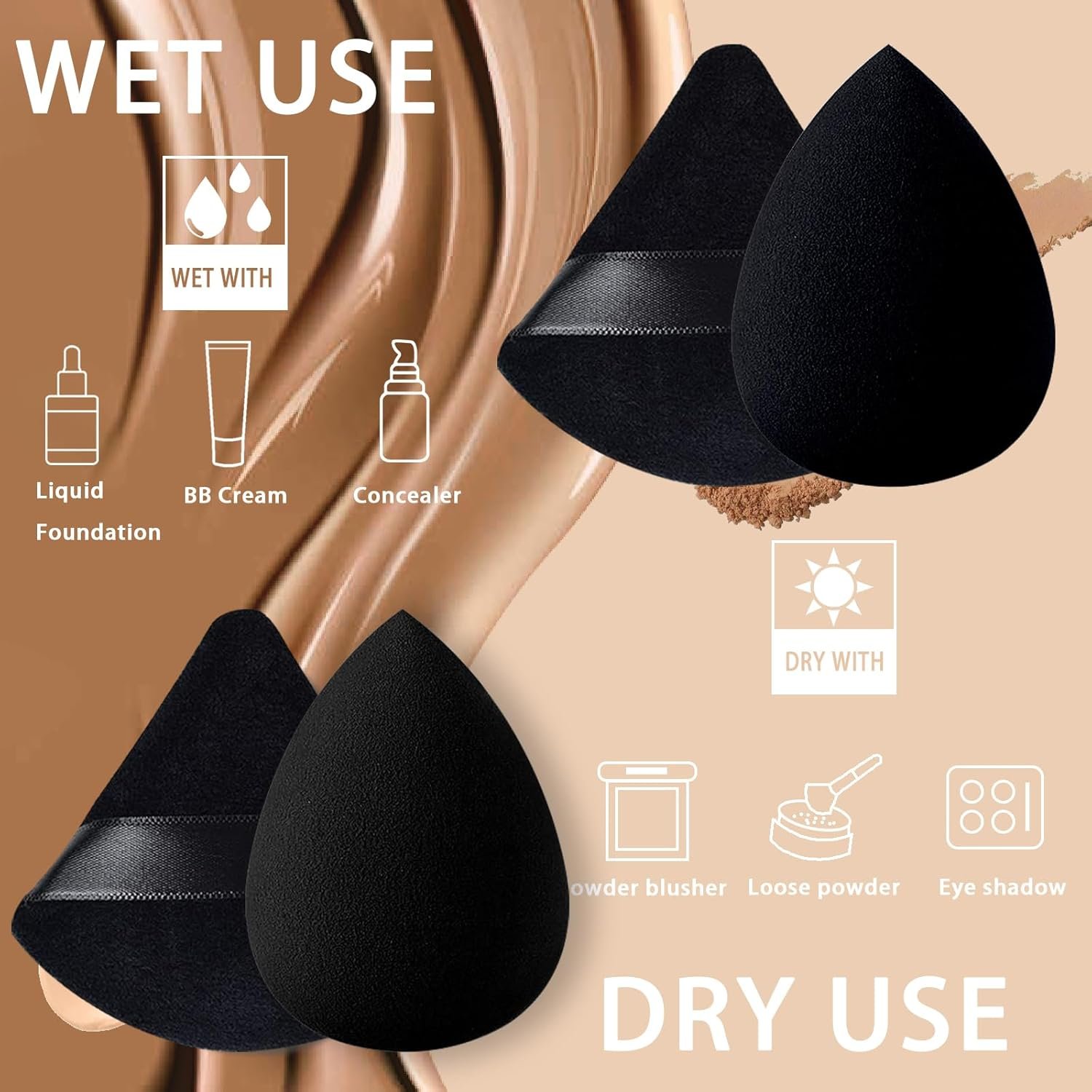 21 pcs Black Makeup Sponge Bulk:Makeup Sponges 21 Pcs for Liquid, Cream, and Powder, Multi-colored Pink make up sponges for foundation - Image 3