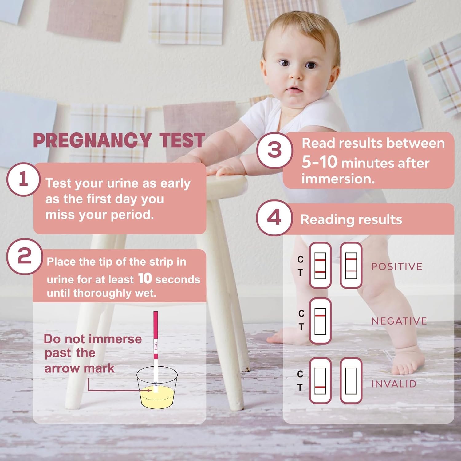 50 Ovulation and 20 Pregnancy Test Strips Combo Kit, Over 99% Accurate Fertility Test, 5mm LH and HCG Predictor Kit, with 70 Free Urine Cups - Image 5