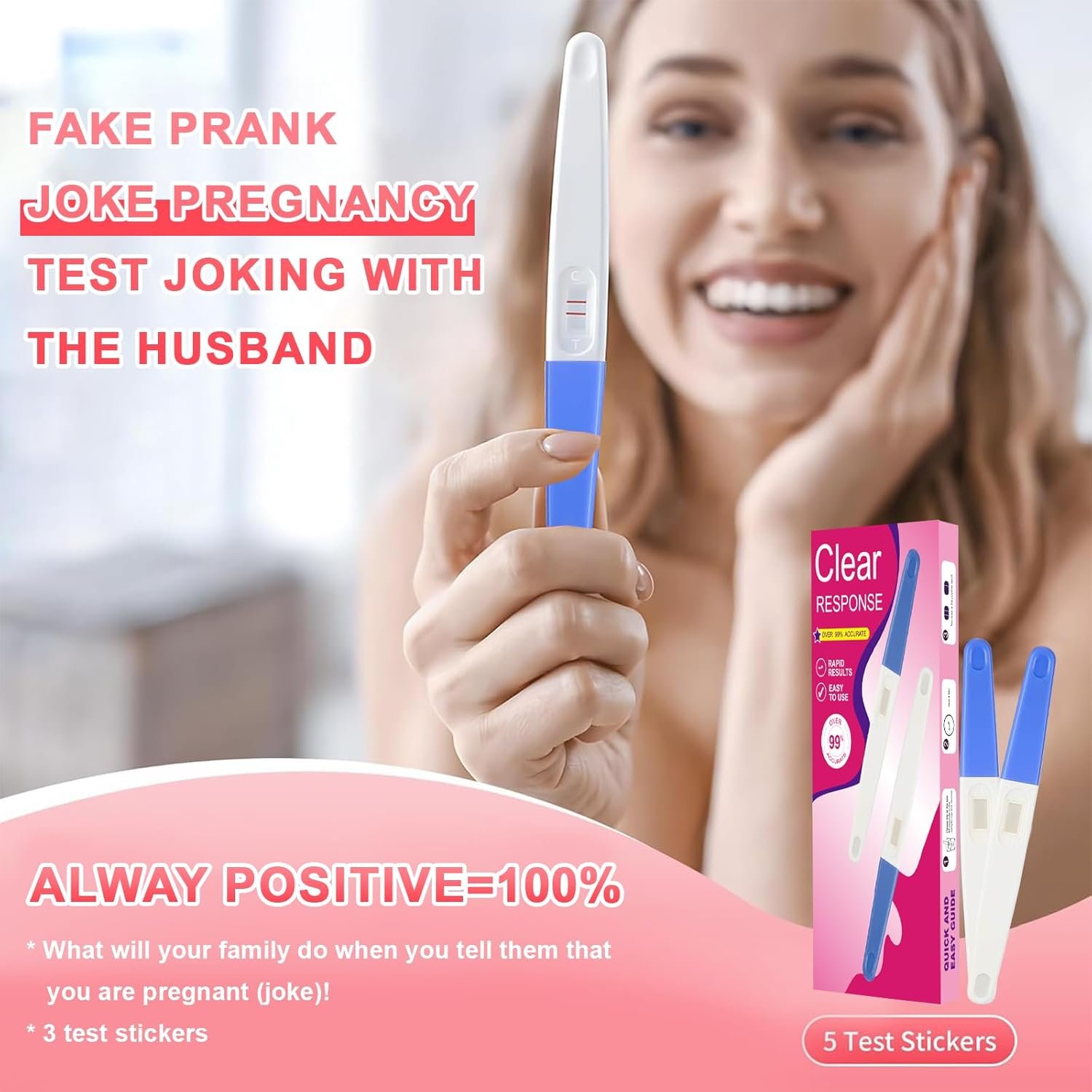 Fake Positive Pregnancy Test Prank - Joke Fake Early Result Pregnancy Test Always Turns Positive for Practical Joke, False Pregancy Test Kit, 3 Pack - Image 3