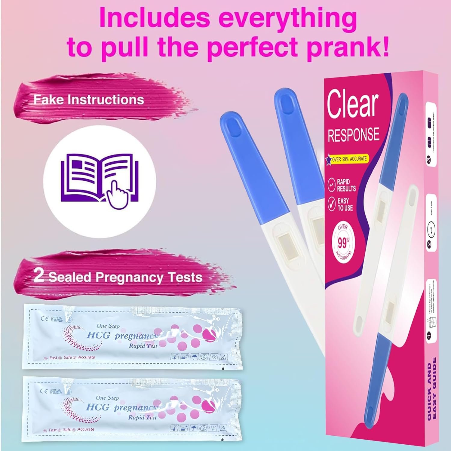 Fake Positive Pregnancy Test Prank - Joke Fake Early Result Pregnancy Test Always Turns Positive for Practical Joke, False Pregancy Test Kit, 3 Pack - Image 4