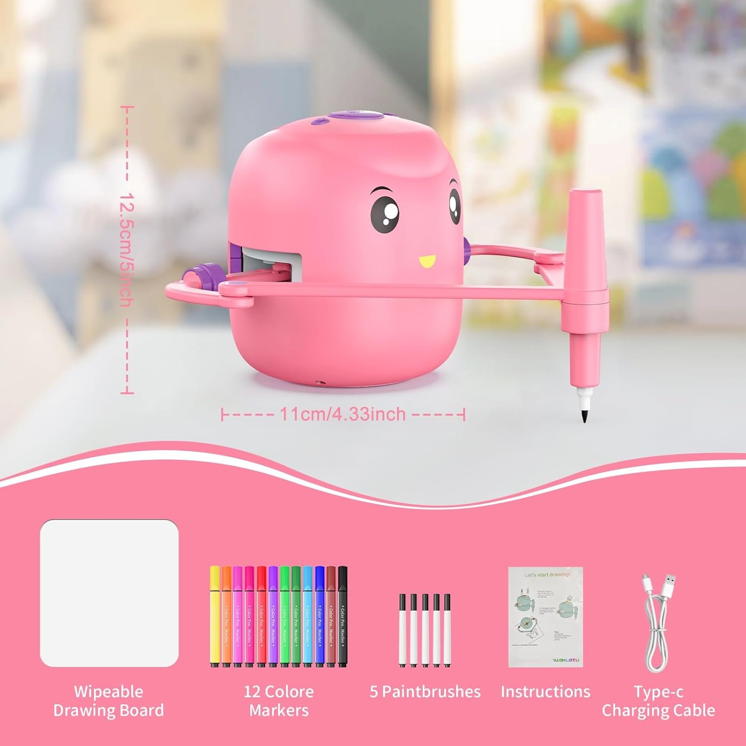 Interactive Educational Drawing Robot for Kids - Montessori Learning Toy with 150 Word Cards, Voice Interaction, Ages 5+ (Pink) - Image 6
