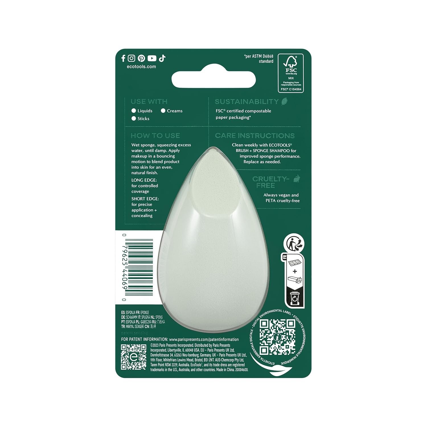 EcoTools Blurring Blender Makeup Sponge, Makeup Blending Sponge For Blurred Skin, For Liquid & Cream Foundation, Cloud Coverage Memory Foam, Eco Friendly, Latex Free, Cruelty-Free & Vegan 1 Count - Image 14