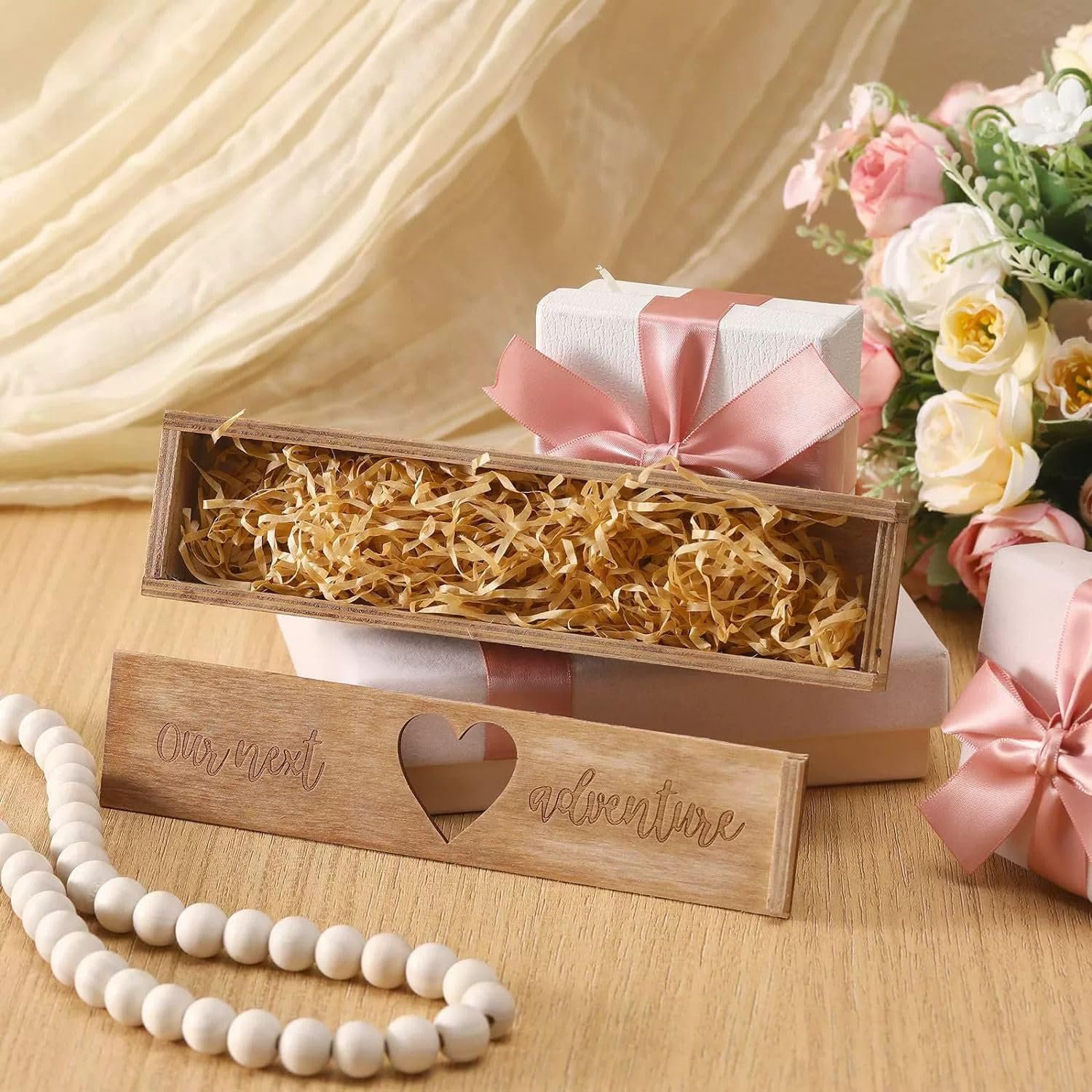 Pregnancy Test Keepsake Box with Paper Shred Filler Wooden Pregnancy Announcement Gifts Box for Early Detection Pregnancy Test Home Pregnancy Test HCG Test Baby Memory Souvenir Collection - Image 3