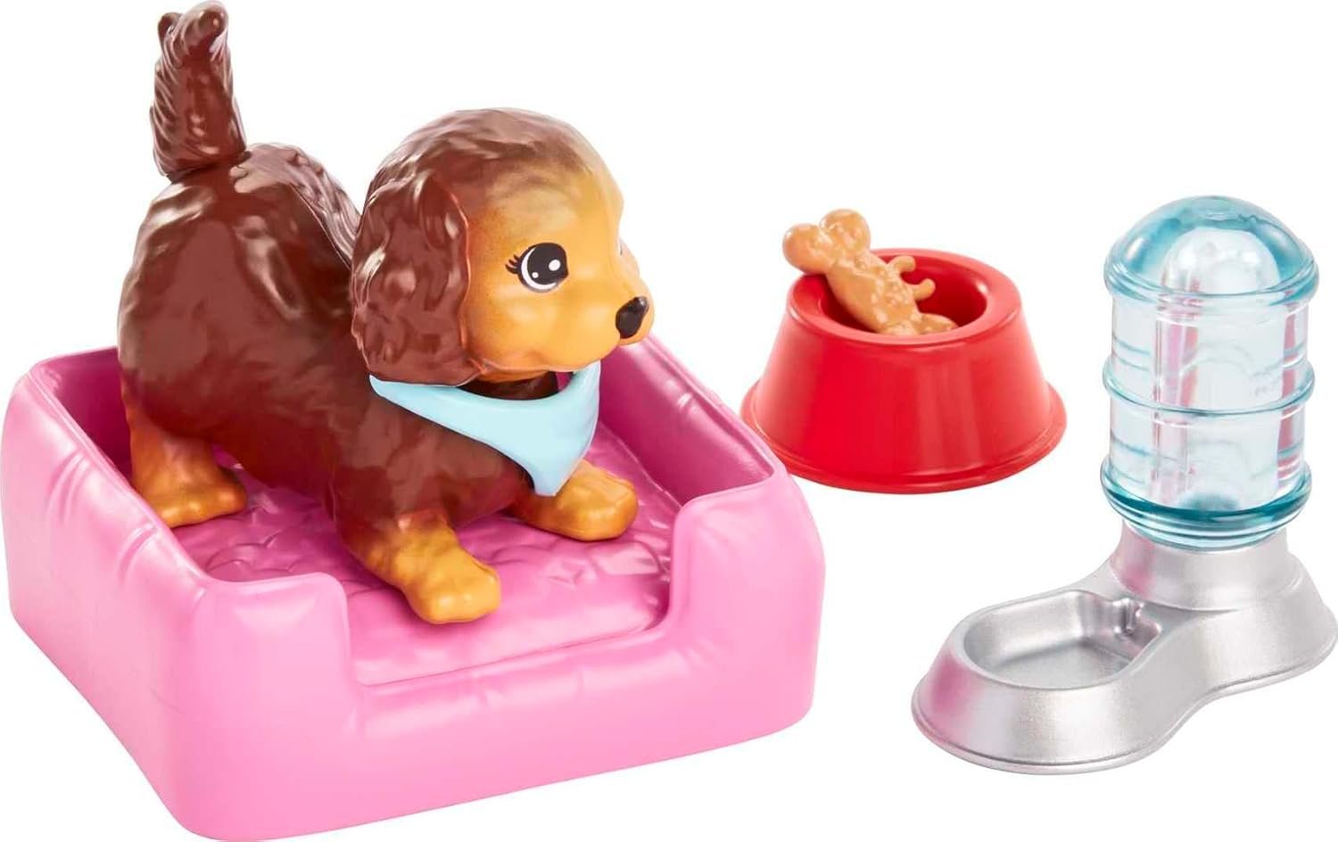 Barbie Pets and Accessories, Interactive Wagging & Nodding Puppy Playset with Pet Bed, 11 Total Animal-Themed Pieces - Image 3