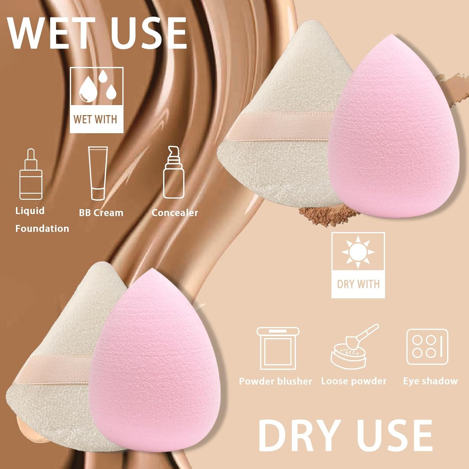 21 pcs Makeup Sponge Bulk:Makeup Sponges 21 Pcs for Liquid, Cream, and Powder, Multi-colored Pink make up sponges for foundation - Image 5
