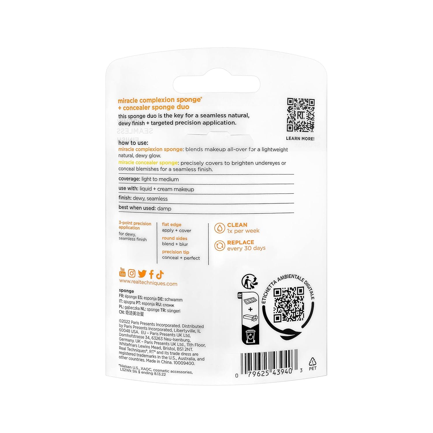 Real Techniques Miracle Complexion Sponge + Concealer Sponge Duo, Makeup Blending Sponges For Foundation & Concealer, Offers Light To Medium Coverage, Natural, Dewy Makeup, Latex-Free Foam 2 Count - Image 13