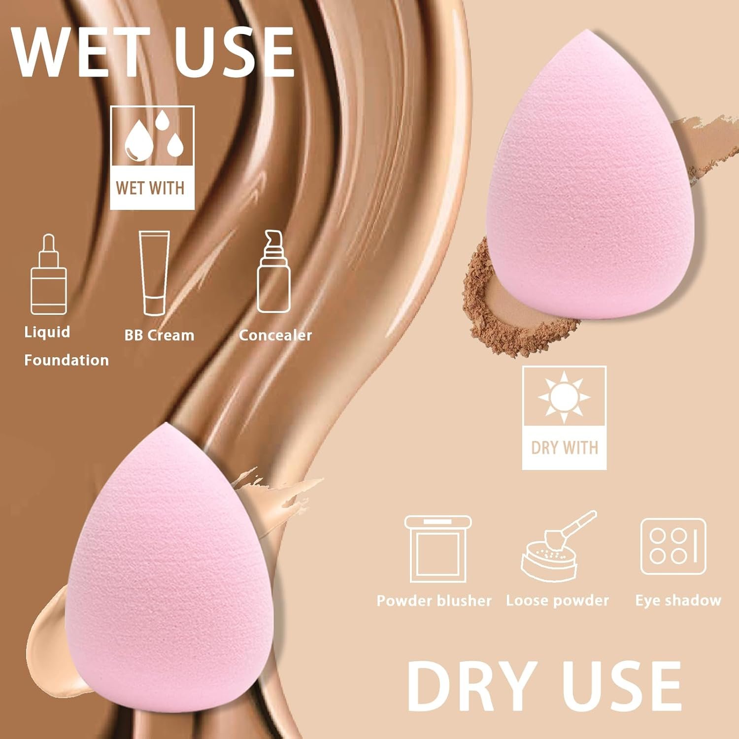 15 pcs Makeup Sponge Bulk:makeup Sponges 15 Pcs for Liquid, Cream, and Powder, Multi-colored Pink make up sponges for foundation - Image 4