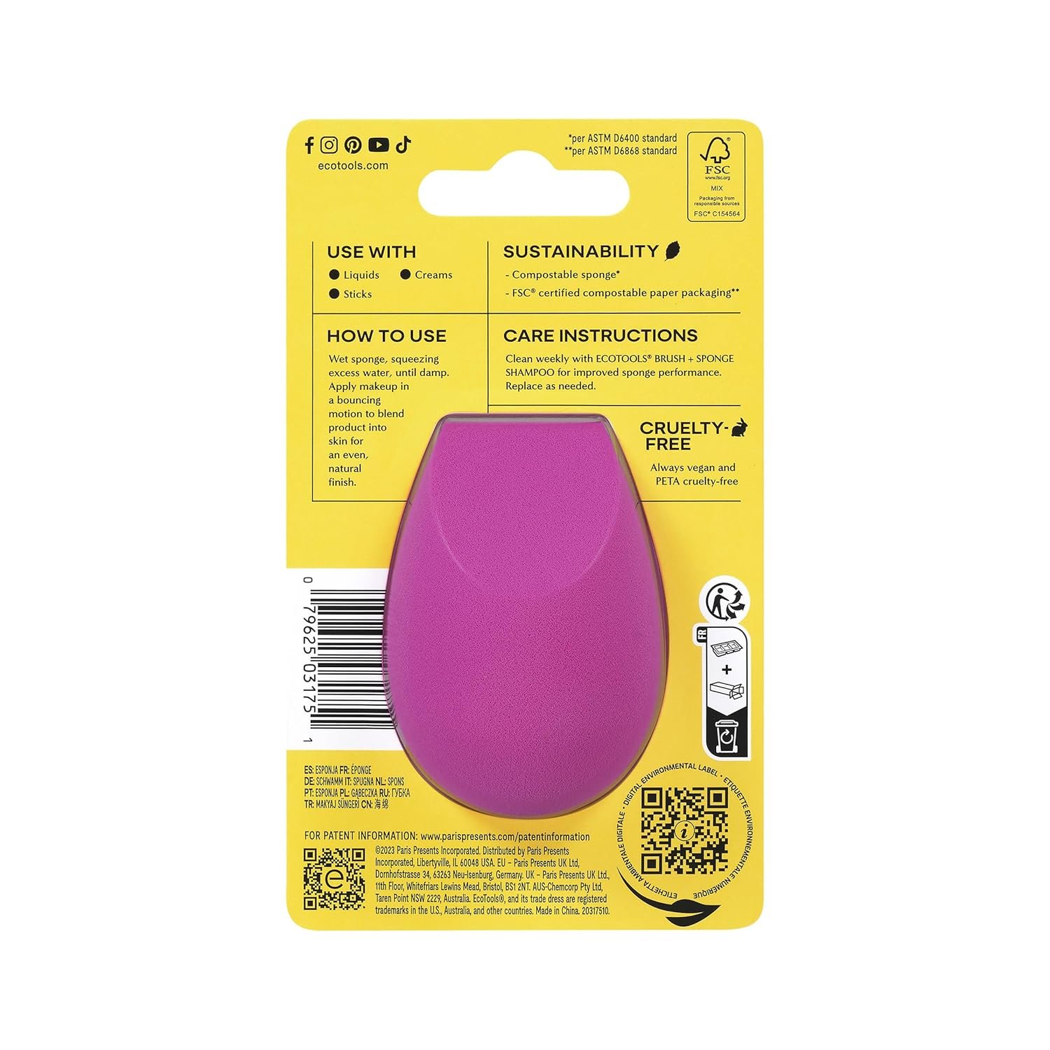 EcoTools Bioblender Makeup Sponge, Compostable Makeup Blender, For Liquid & Cream Foundation, Sustainable, Seamless Application, Eco-Friendly Beauty Sponge, Cruelty-Free & Latex Free, 1 Count - Image 14